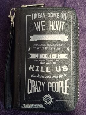Supernatural Buckle-Down Black Graphic Zip-Around Wristlet Wallet